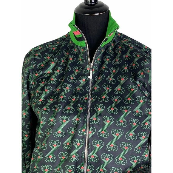 Juicy Couture Black Label Womens Track Jacket Black Green‎ Palm Mod Heart S New - Picture 3 of 12